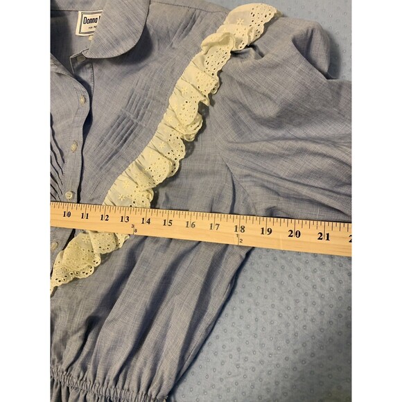 Vtg Donna Morgan Non Stop Prairie Dress Med Union Made USA NWT Lace Blue Cottage - Picture 7 of 10